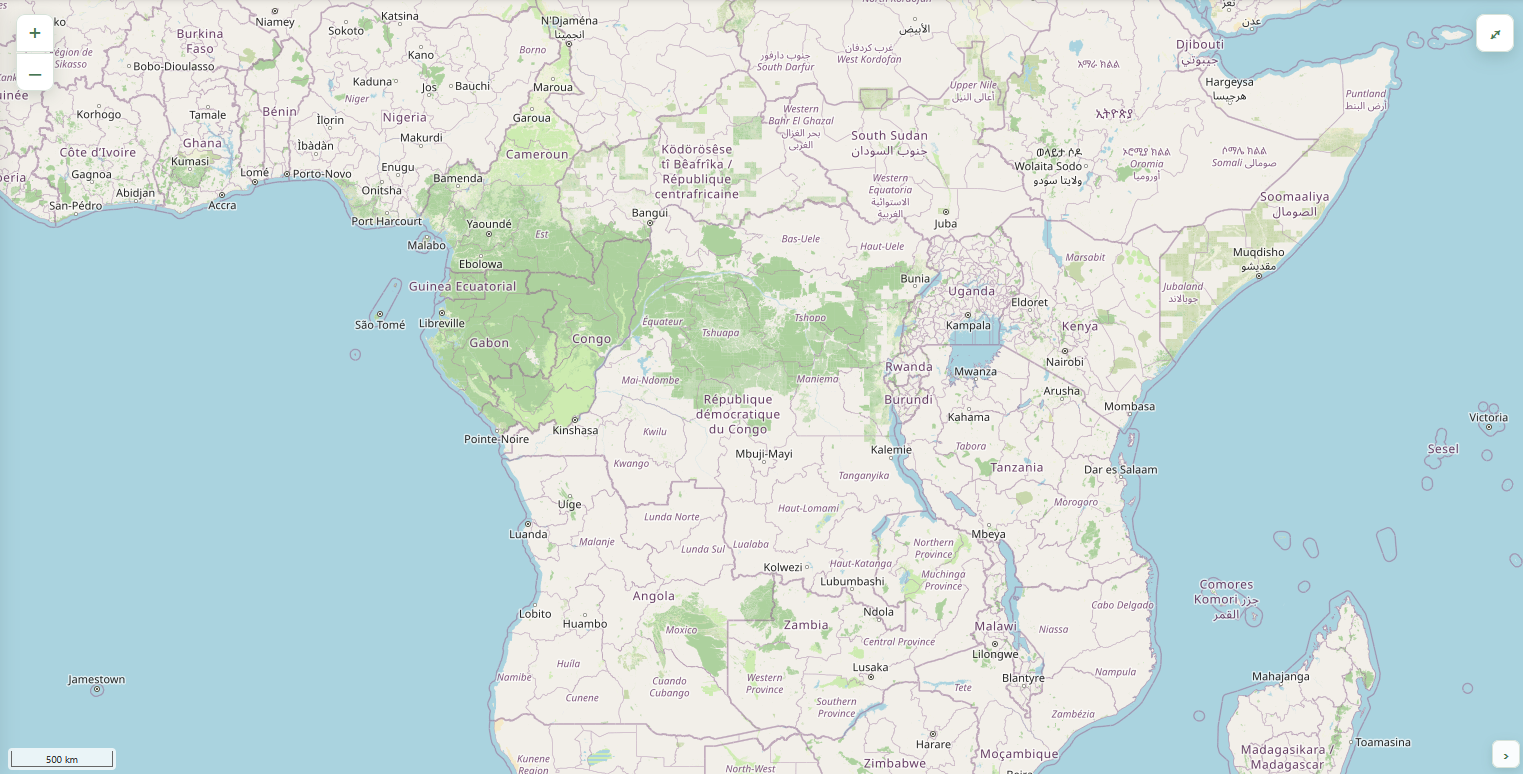 Aperçu de la carte interactive du secteur forestier de la RDC